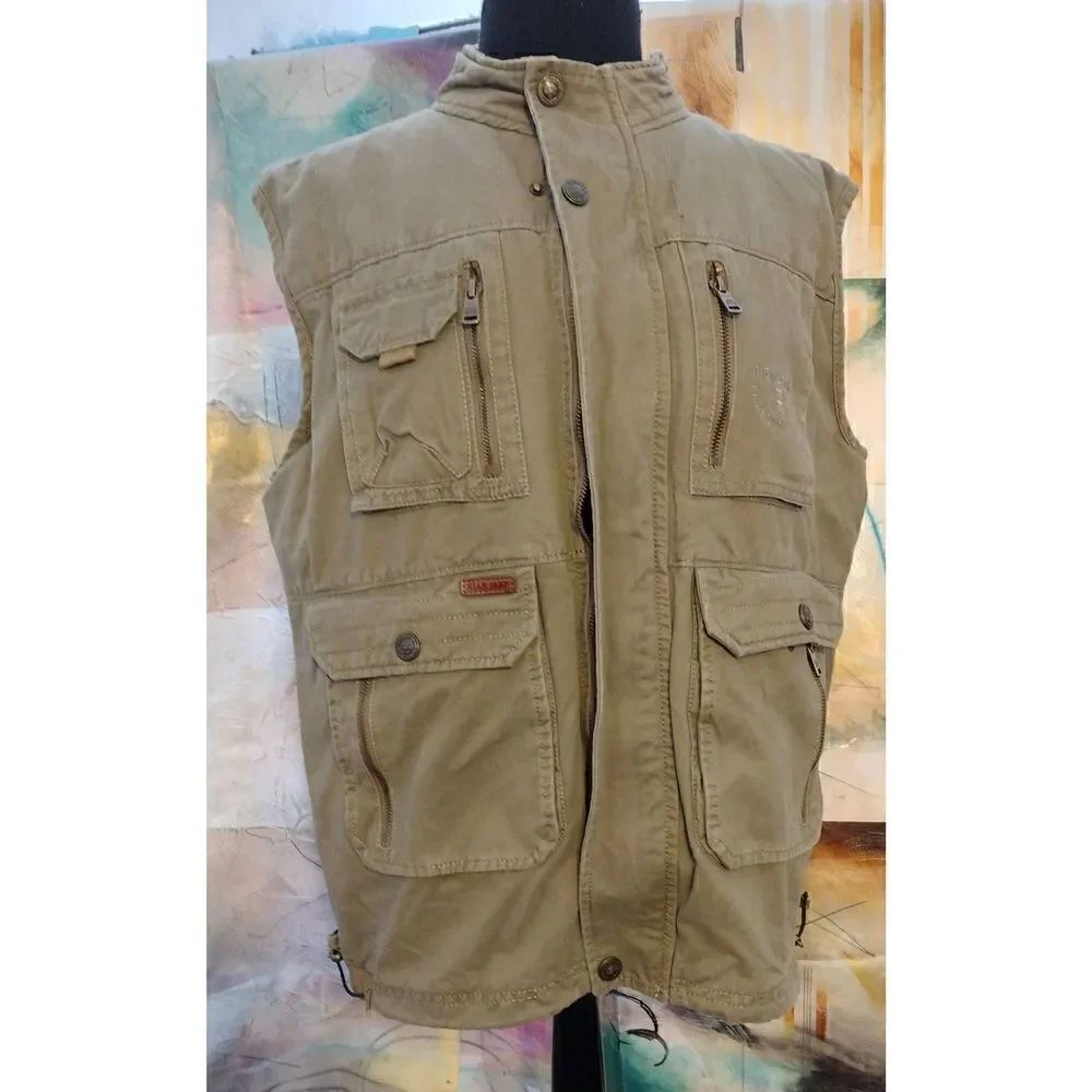 Nian Jeep X Large Outdoor Wear GreenTravel 11 Pocket Heavy Duty Vest Cotton